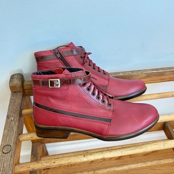 NAOT Kona Boots Berry Leather New Whit Out Tags Or Box Size 40/9us - Picture 8 of 8